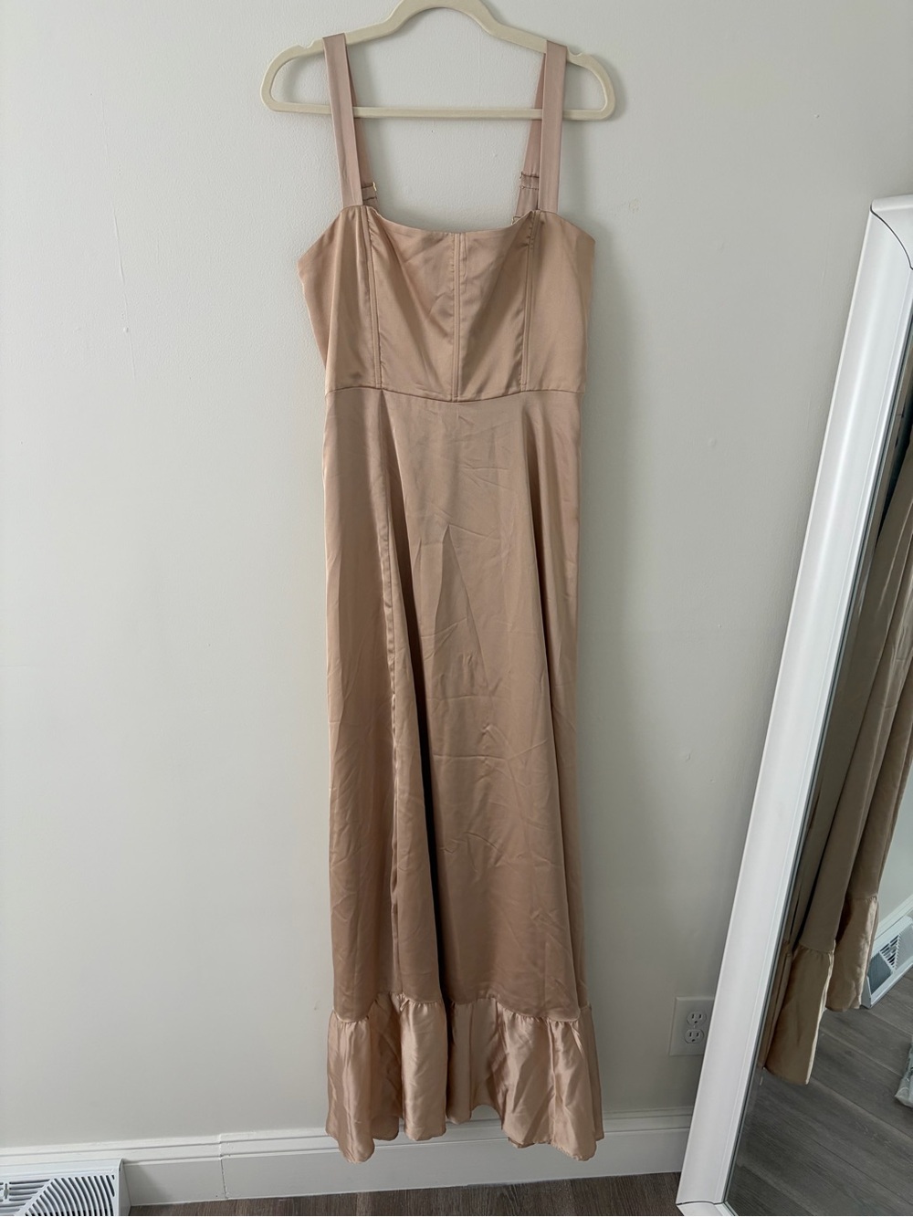 Show Me Your MuMu Satin Maxi Dress in Nude Pink